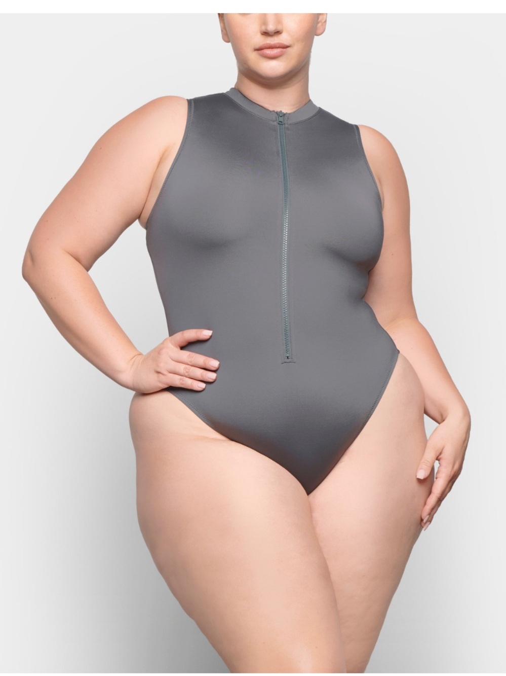 NWT SKIMS Signature Swim Zip Front One Piece